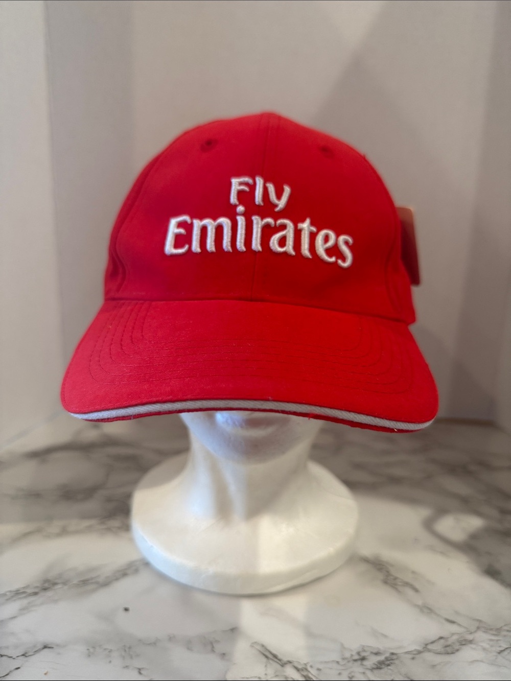 Adjustable Red Fly Emirates Baseball Cap NEW White Embroidery One Size Fits Most